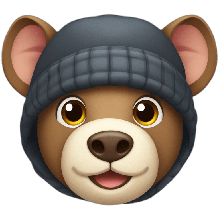 Full face style unemotional boar with stubble in a winter hat emoji