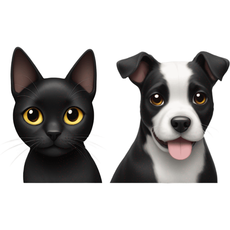 All Black cat next to black and white terrier dog emoji