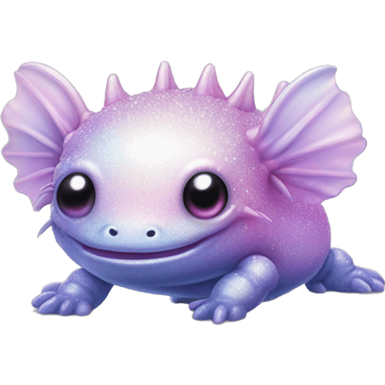 Sparkly glossy Pastel iridescent glass axolotl emoji