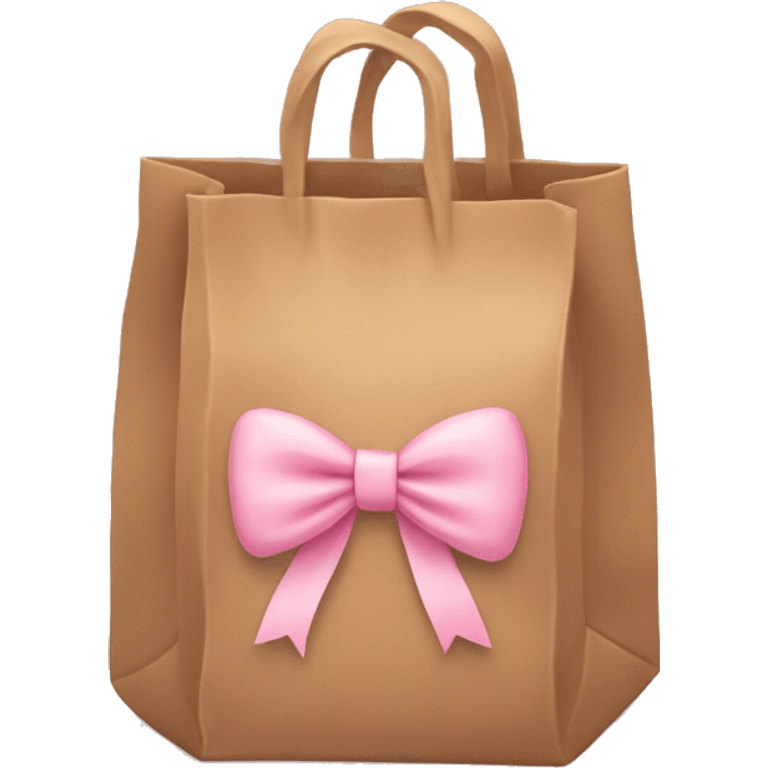 Brown bag with pastel pink bow emoji