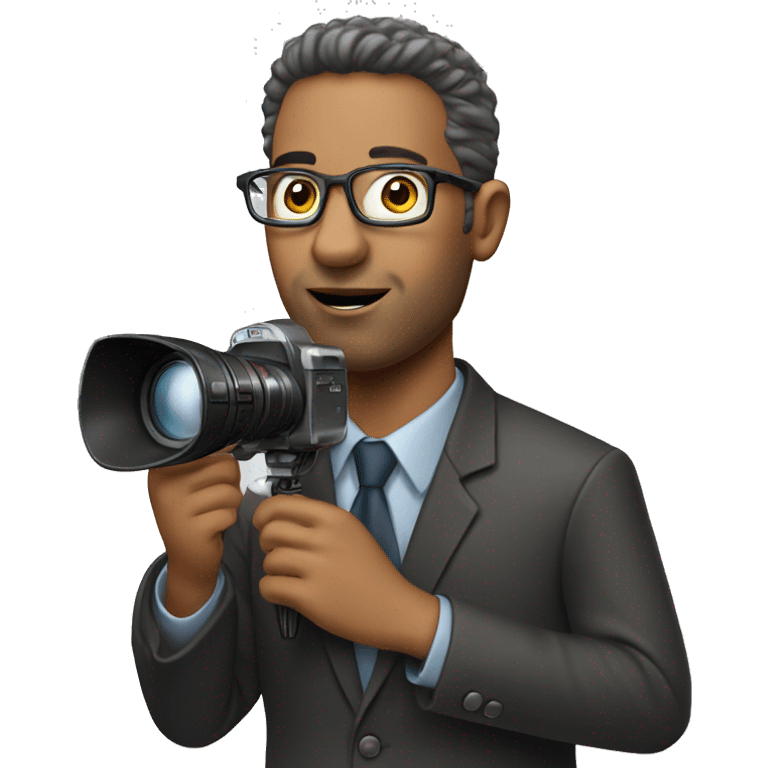 realistic journalist with camera and microphone  emoji