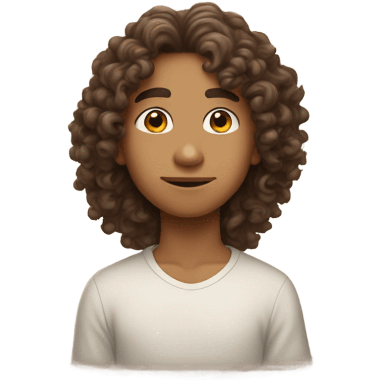 A lightskin boy with curly hair that is dreaming about a girl with brown hair  emoji