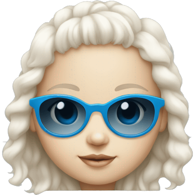 white little baby girl with blue sunglasses emoji