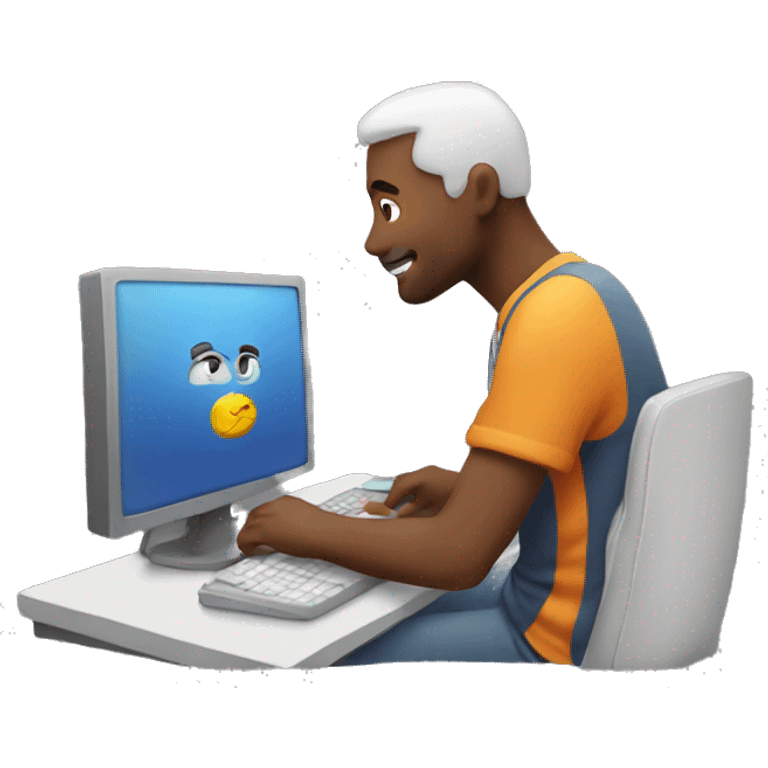 man playing games on pc emoji