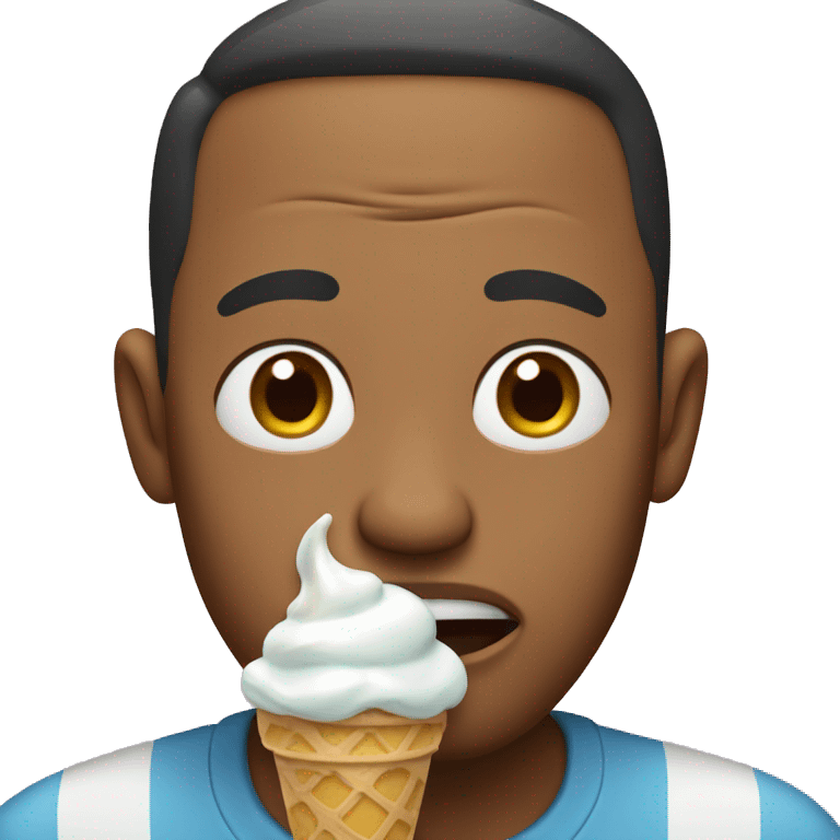 Man crying while eating ice cream emoji