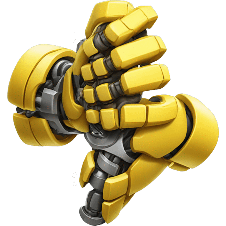 Flexing yellow mechanical cyborg bicep and arm emoji