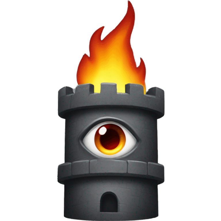 dark Gray tower with an opening on the top containing a fiery eye emoji