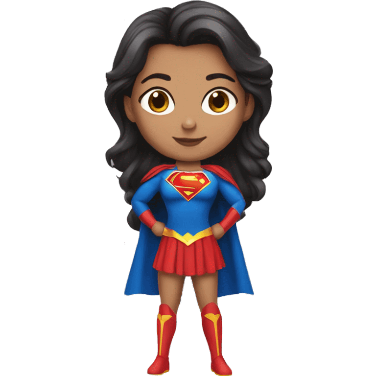 Brune girlwith a superwoman costume emoji