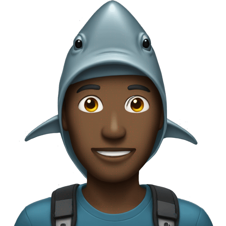 human with shark hat emoji