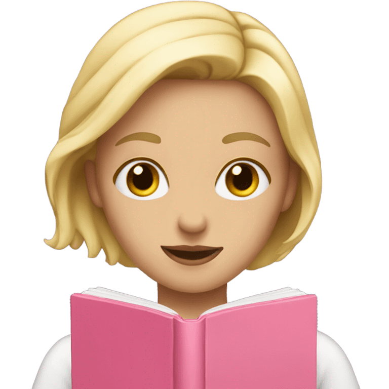 blonde girl with pink book emoji