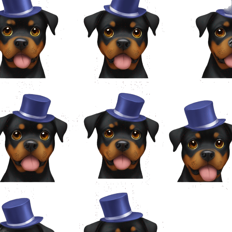 Rottweiler with a New Year's hat emoji