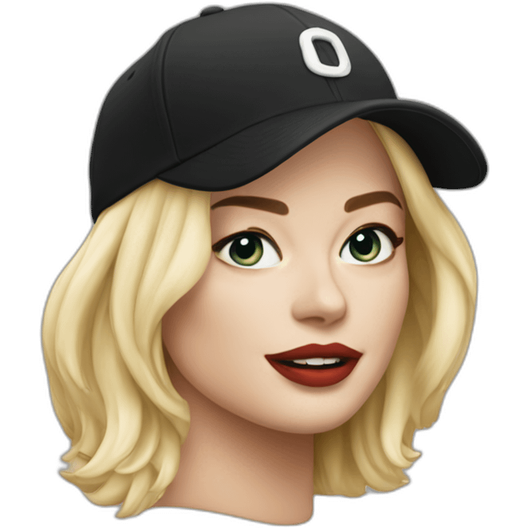 Margot robbie in a black cap emoji