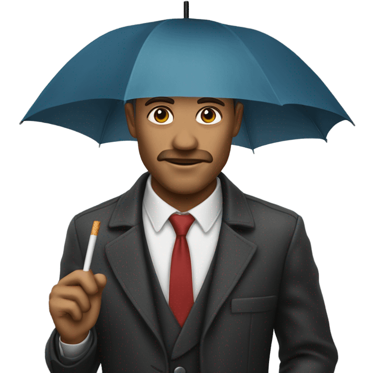 Realistic man with the head of a cigarette holding an umbrella emoji