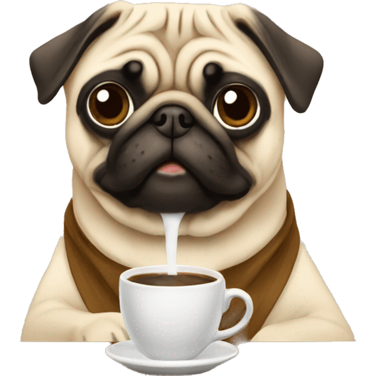 a pug drinking coffee emoji