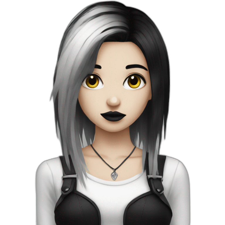 Goth girl black and white hair emoji