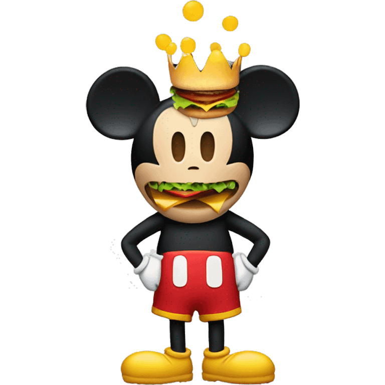 Mickey mouse with burger emoji