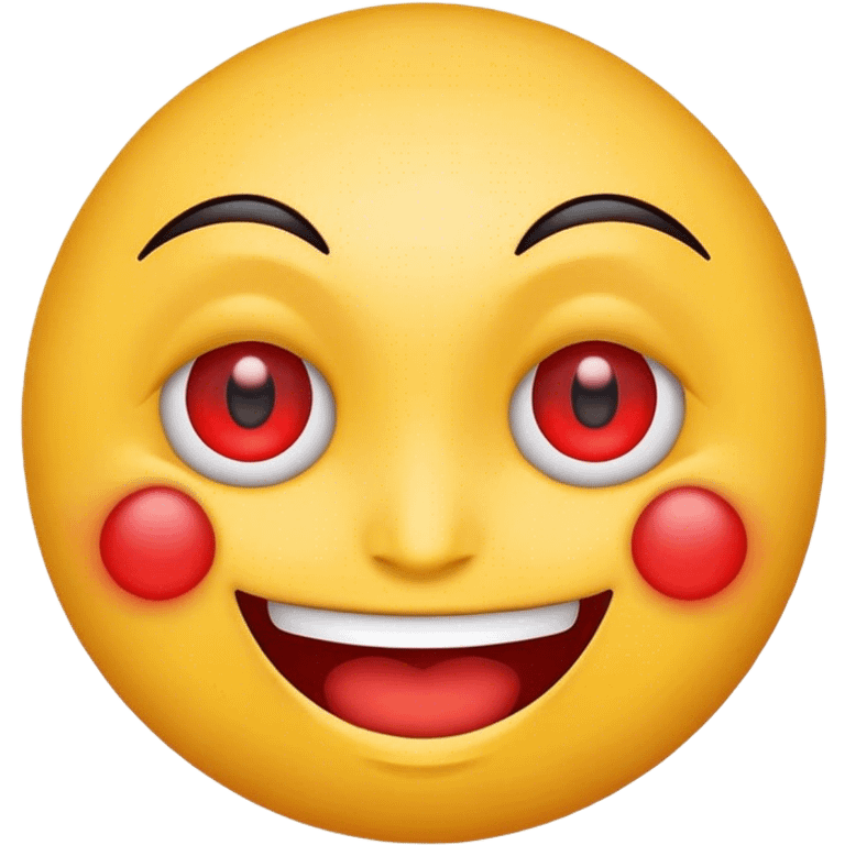 A smiling emoji with red eyes emoji