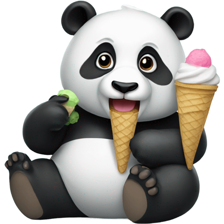 Panda eating ice cream emoji