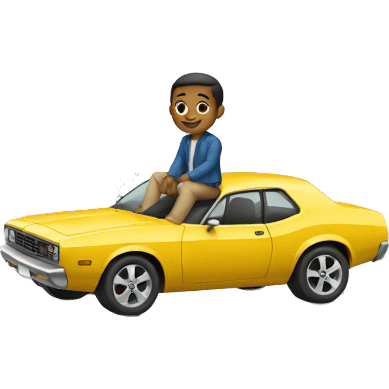 man sitting on top of car emoji