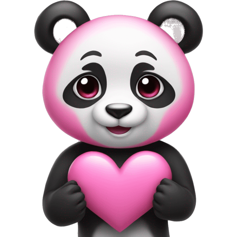 pink panda doing heart hands  emoji