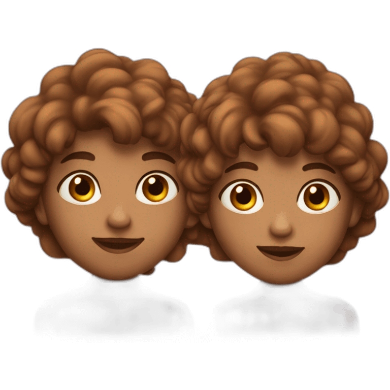 Two brown twins with brown eyes, one large and slightly large the other smaller but more muscular very beautiful emoji