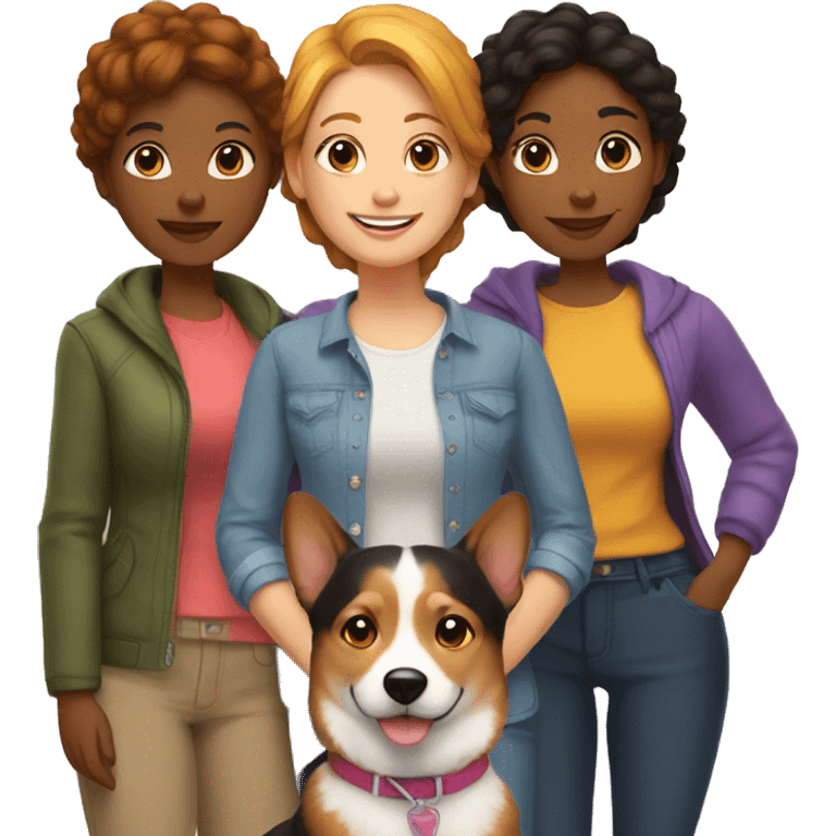 lesbian family with corgi dog emoji