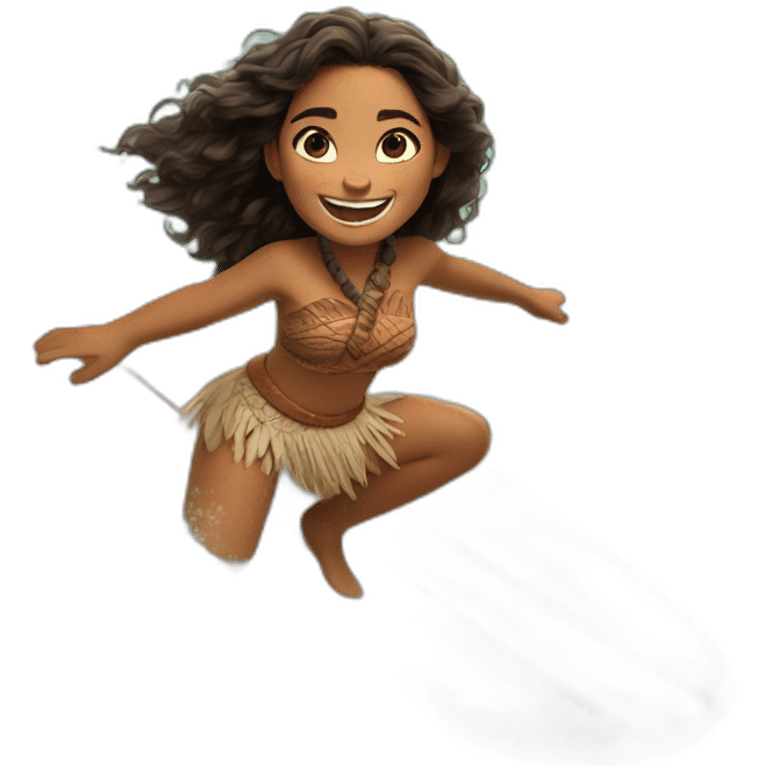 Moana smiling and surfing  emoji