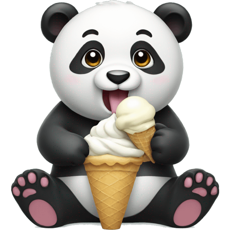 Panda eating ice cream emoji