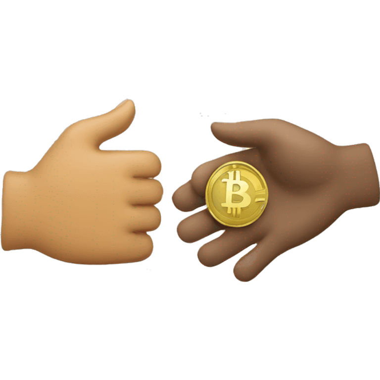 Bitcoin and Ethereum hand in hand emoji