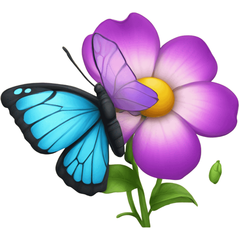 flower with a butterfly on emoji