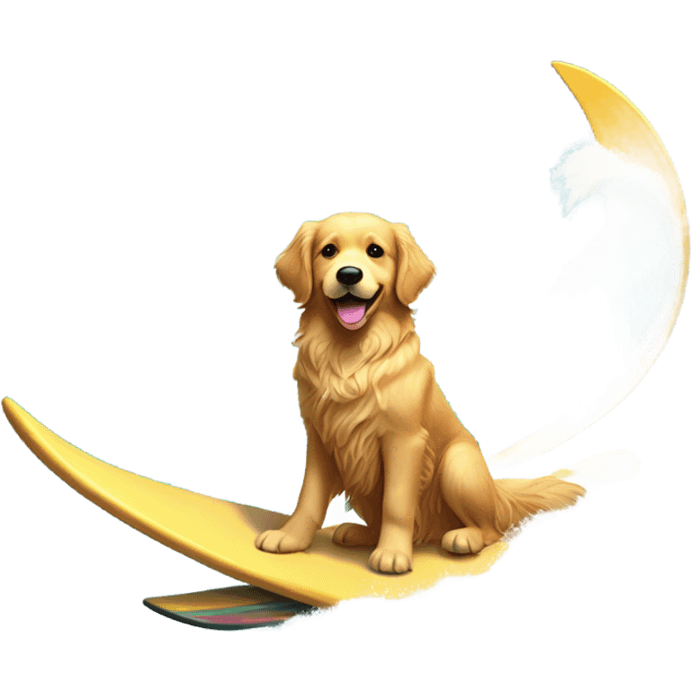 Golden retriever surfing  emoji