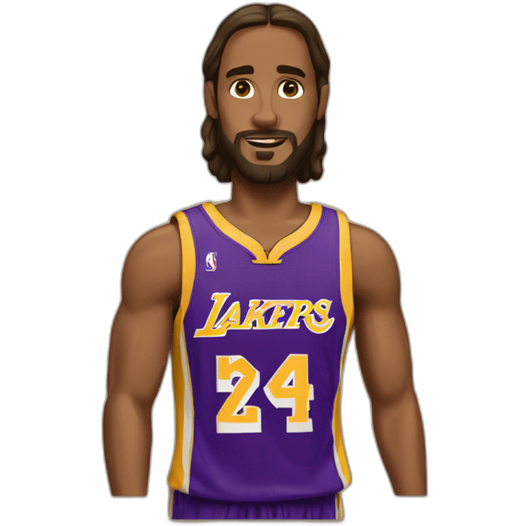 Jesus wearing L.A. lakers jersey emoji