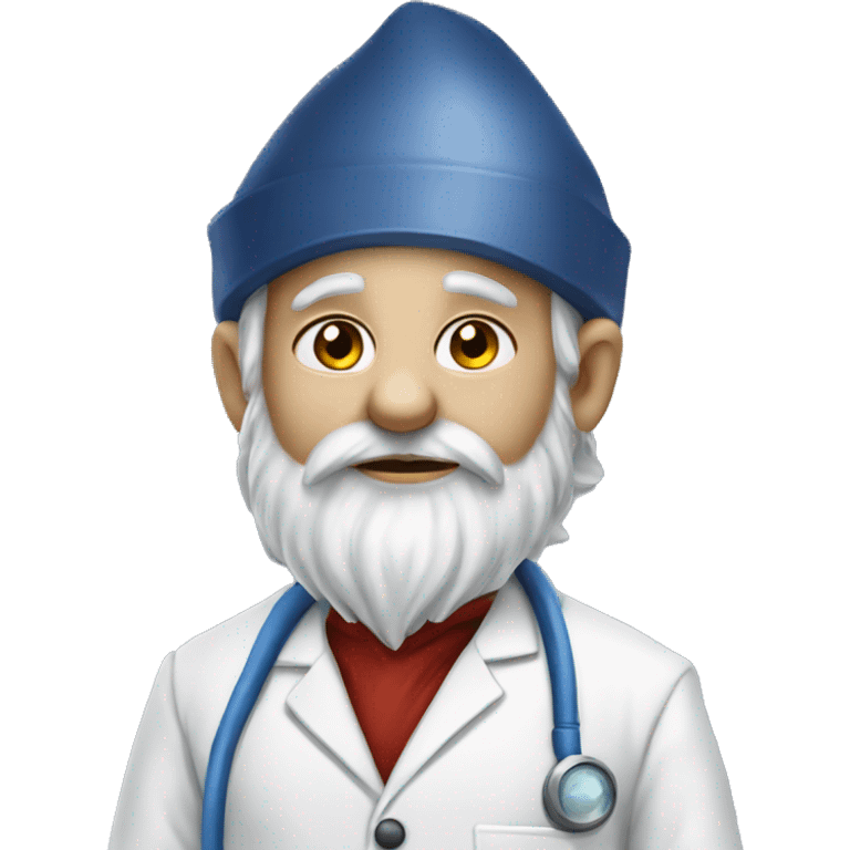 A gnome in a lab coat mining sapphire emoji