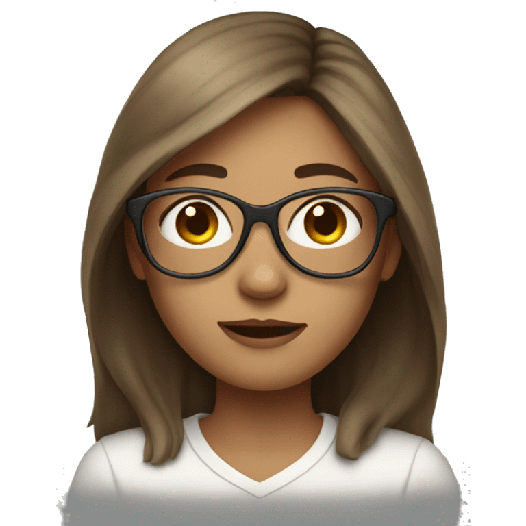 girl with long brown hair freckles and light colored glasses emoji