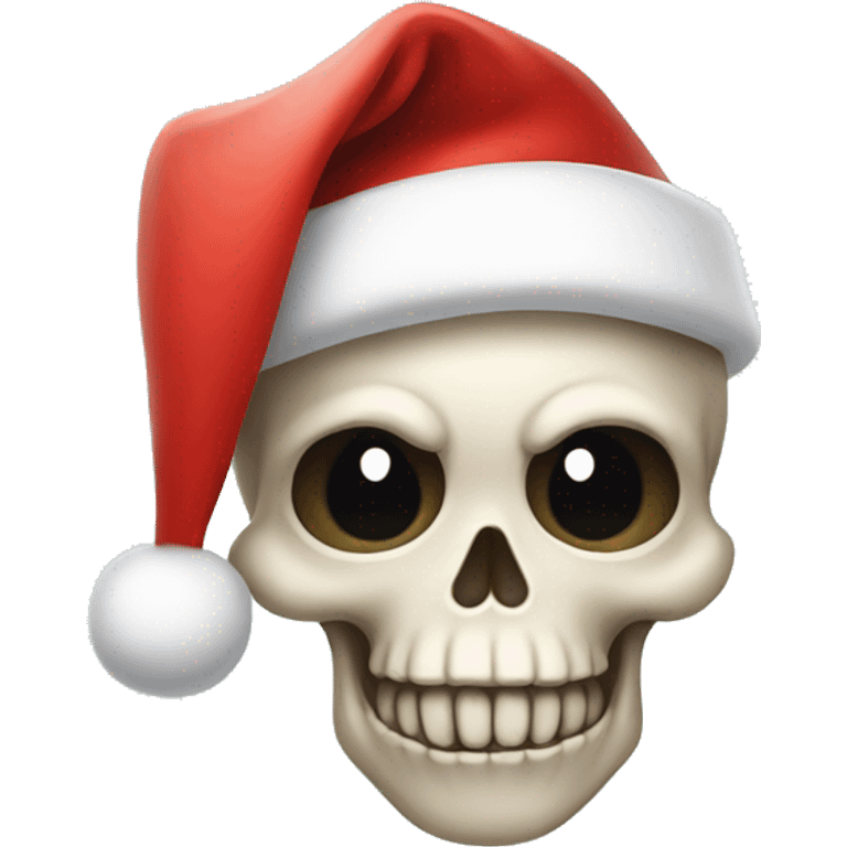 Cute skull wearing a Santa hat. emoji