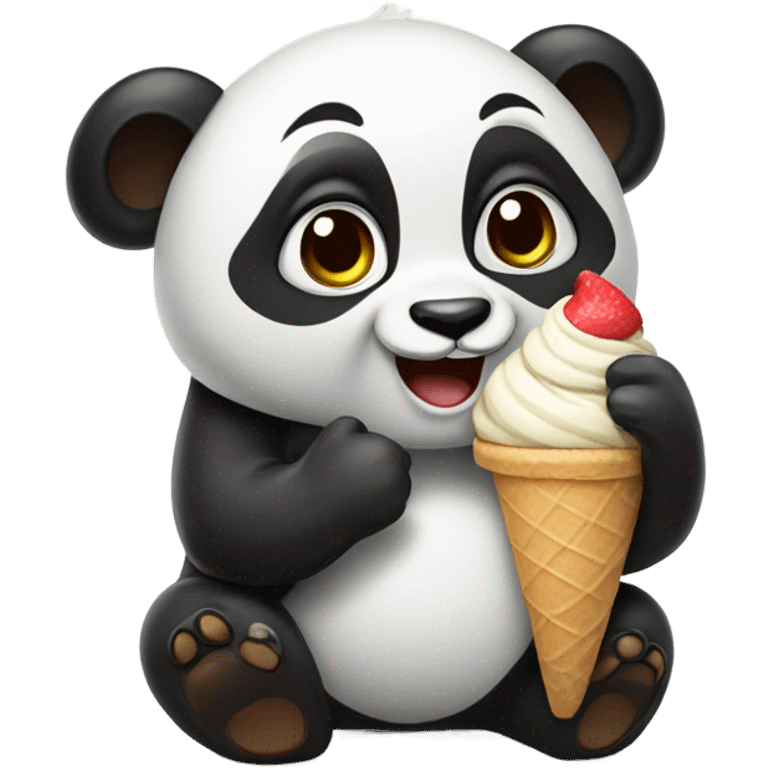 Panda eating ice cream emoji