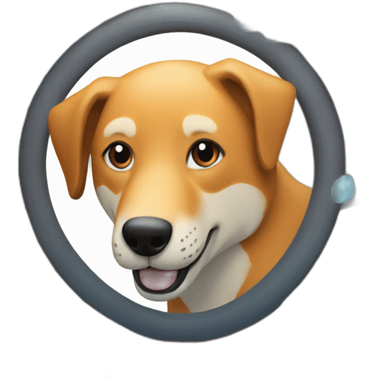 A dingo floating in an inner tube in a pool emoji