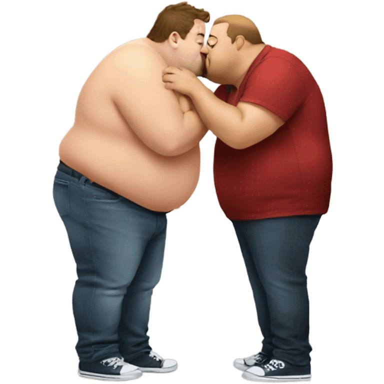 fat guy kissing guy  emoji