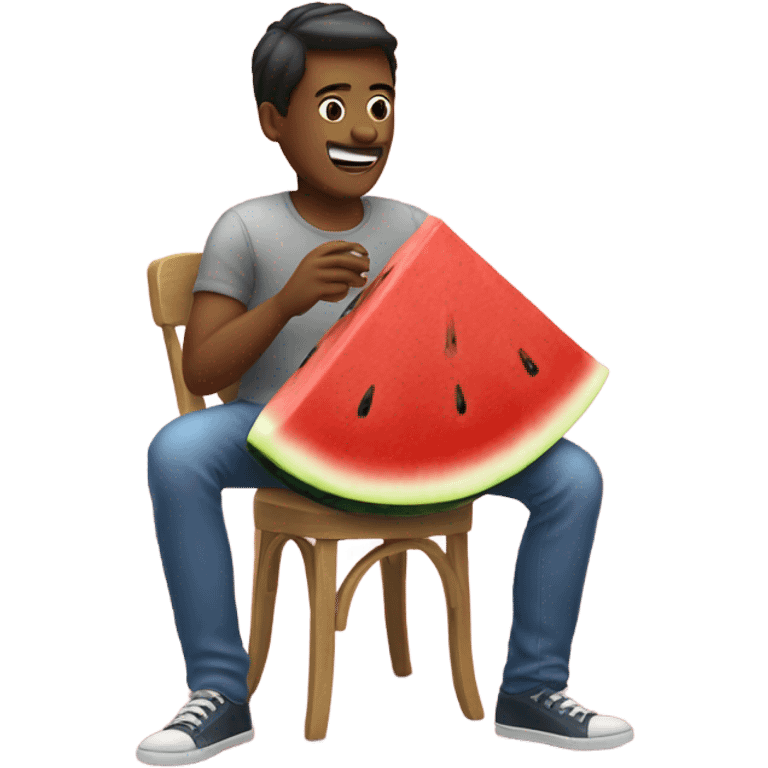 Back person eating watermelon  emoji