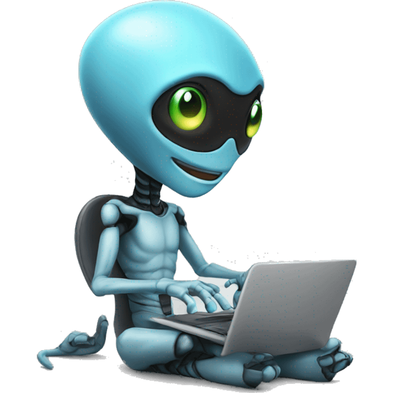 smile alien working with laptop emoji