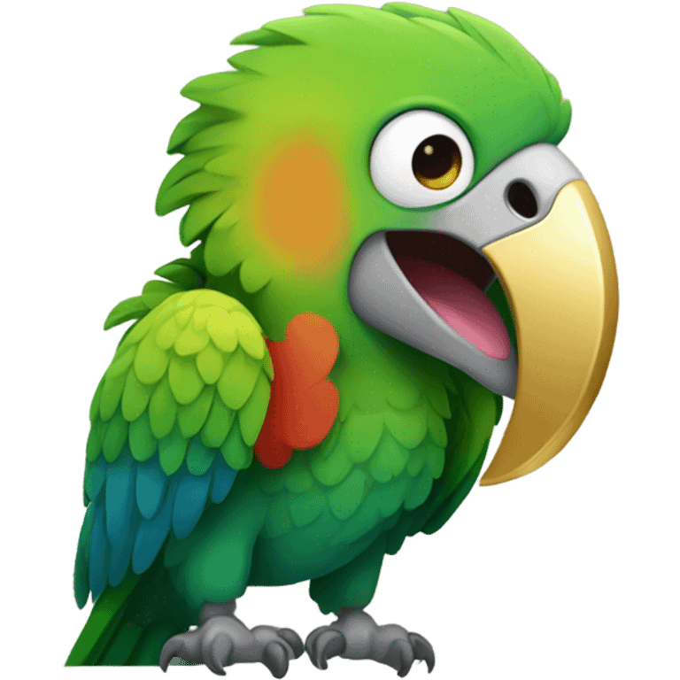 Parrot with gold tooth emoji