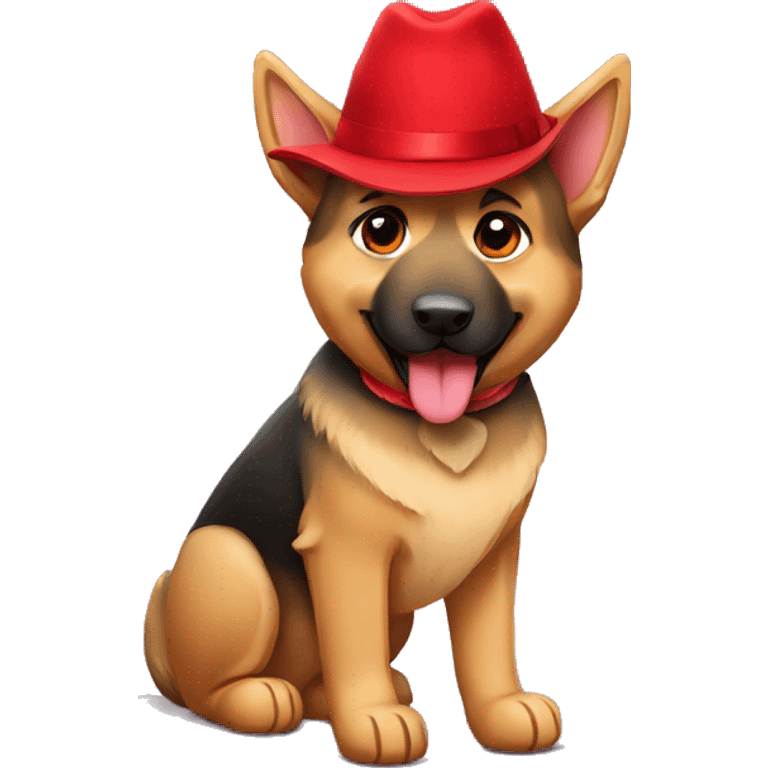 German Shepard with red hat  emoji