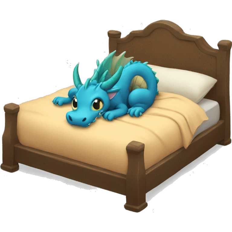 Dragon sleeping in bed emoji