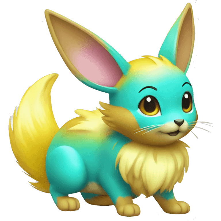 Shiny Colorful Yellow Cyan Electric Mouse Eevee emoji