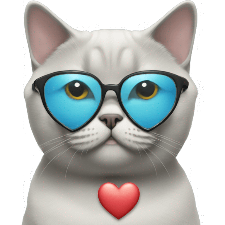 British shorthair cat with heart glasses  emoji