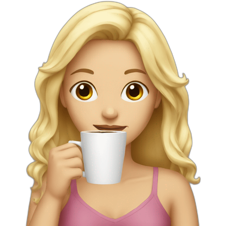 blonde girl drinking coffee emoji