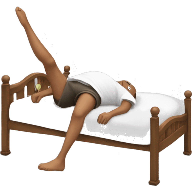 Guy lying in bed with legs swinging  emoji