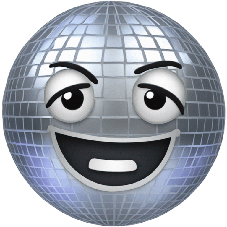 Silver disco ball but it is WINKING at me emoji