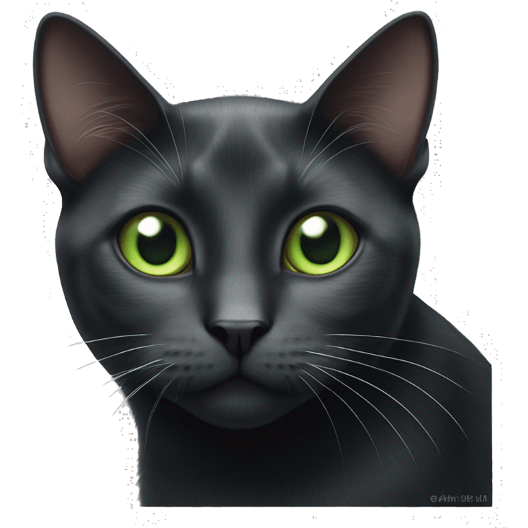 black cat green eyes with a white spot on the tip of the tail  emoji