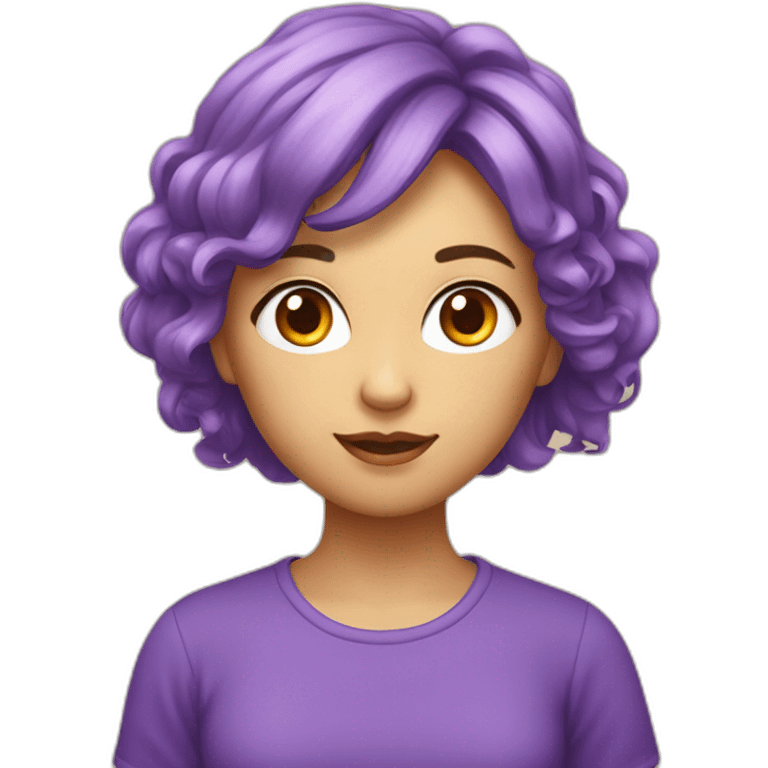 Una ragazza dai capelli arancioni con un fiocco viola in testa emoji